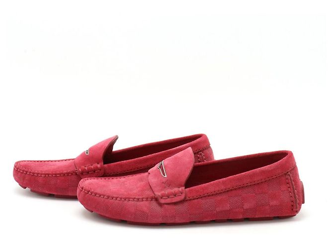 Mocassini in suede Damier Louis Vuitton Rosa Fuschia - vista 2