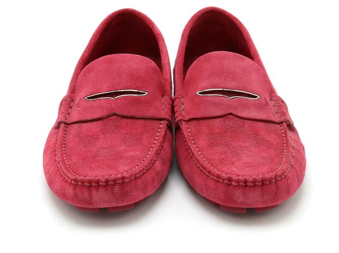 Mocassini in suede Damier Louis Vuitton Rosa Fuschia - vista 4