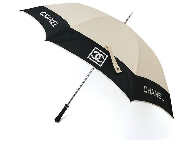 Timeless Regenschirm aus Nylon-Leinwand mit Coco Mark-Logo von Chanel Weiß - Ansicht 4