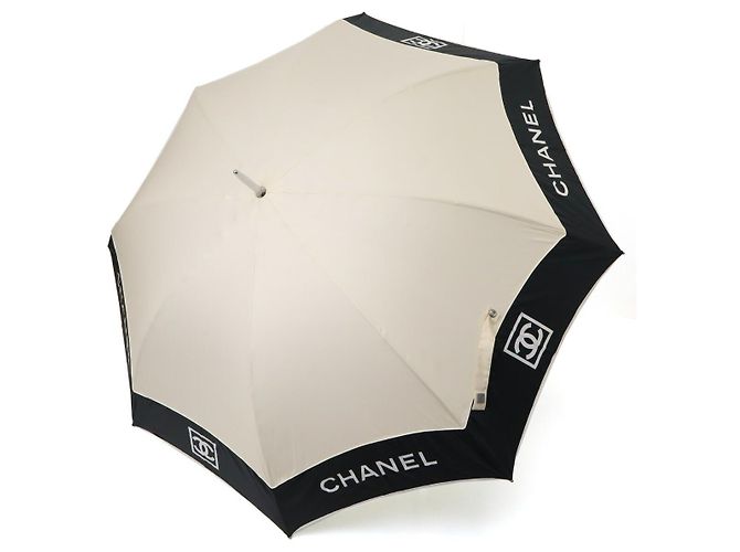 Timeless Regenschirm aus Nylon-Leinwand mit Coco Mark-Logo von Chanel Weiß - Ansicht 5