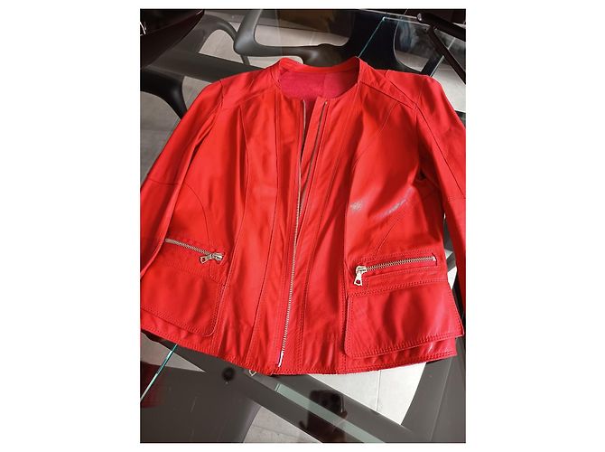 Jaqueta de Couro de Cordeiro Sylvie Schimmel Vermelho - vista 2