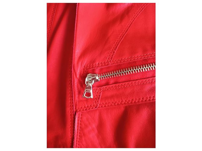 Jaqueta de Couro de Cordeiro Sylvie Schimmel Vermelho - vista 4
