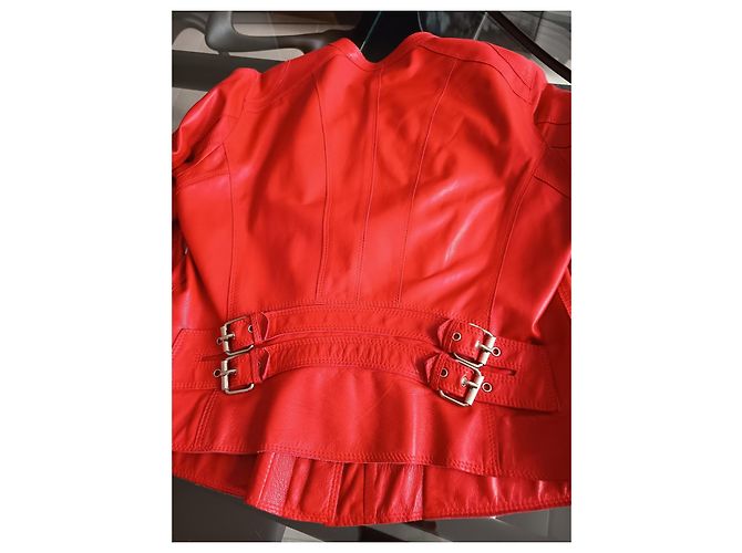 Jaqueta de Couro de Cordeiro Sylvie Schimmel Vermelho - vista 6