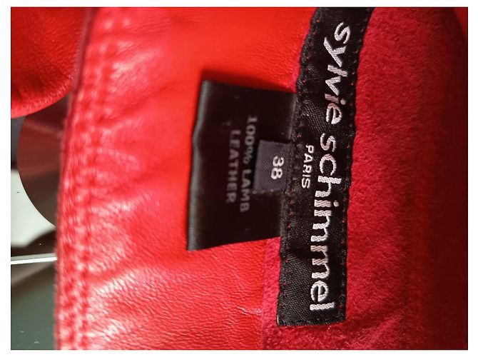 Jaqueta de Couro de Cordeiro Sylvie Schimmel Vermelho - vista 7