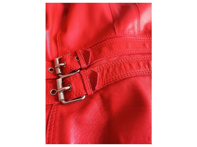 Jaqueta de Couro de Cordeiro Sylvie Schimmel Vermelho - vista 8
