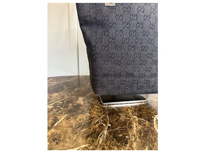 Borsa Tote Gucci Monogramma Nero e Grigio in Pelle - vista 3