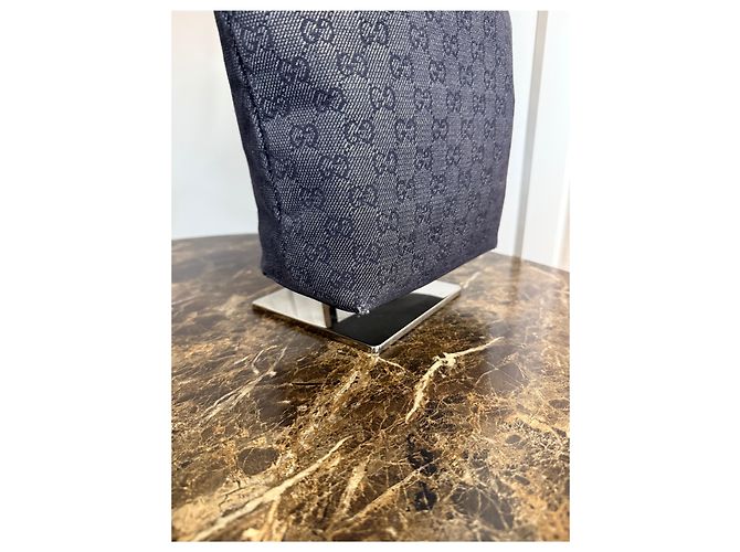 Borsa Tote Gucci Monogramma Nero e Grigio in Pelle - vista 5