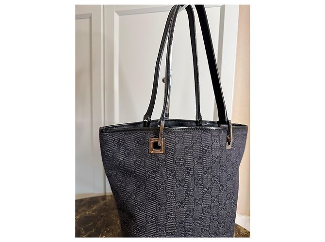 Borsa Tote Gucci Monogramma Nero e Grigio in Pelle - vista 6