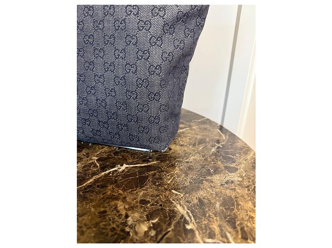 Borsa Tote Gucci Monogramma Nero e Grigio in Pelle - vista 8
