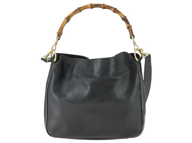 Borsa a mano in pelle Gucci Bamboo 2way Nera Oro 001 123 1638 Auth 169470 Nero D'oro - vista 13