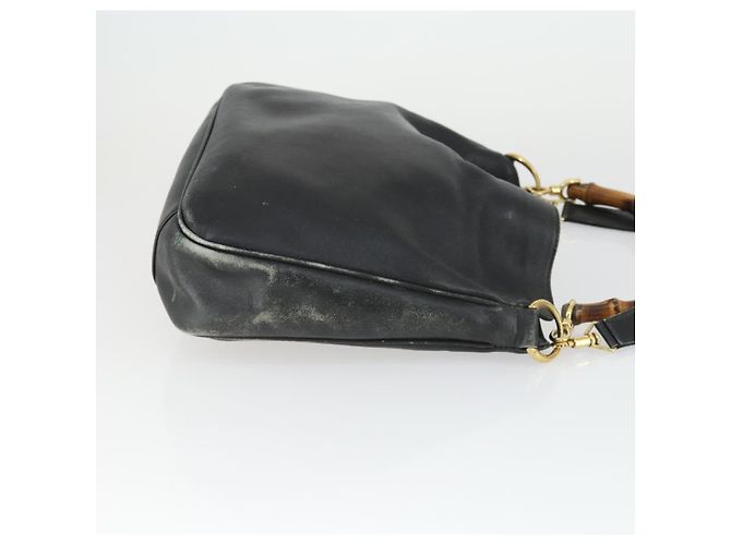 Borsa a mano in pelle Gucci Bamboo 2way Nera Oro 001 123 1638 Auth 169470 Nero D'oro - vista 3