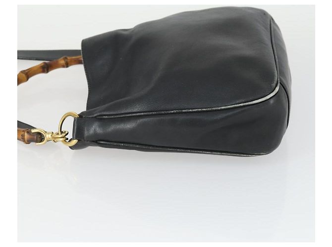Borsa a mano in pelle Gucci Bamboo 2way Nera Oro 001 123 1638 Auth 169470 Nero D'oro - vista 4