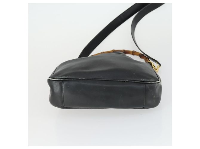 Borsa a mano in pelle Gucci Bamboo 2way Nera Oro 001 123 1638 Auth 169470 Nero D'oro - vista 5