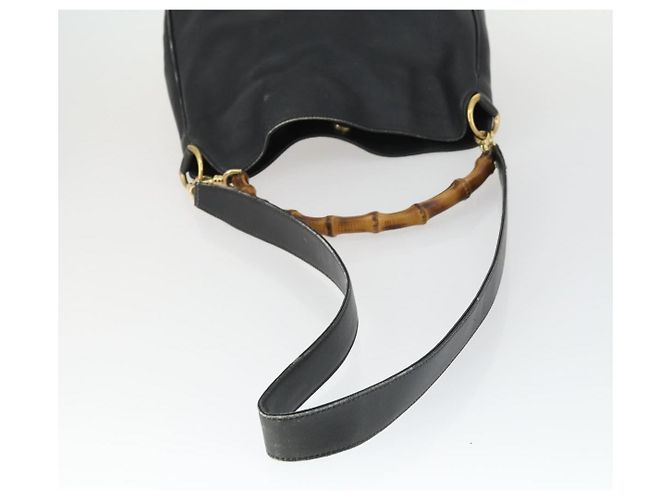 Borsa a mano in pelle Gucci Bamboo 2way Nera Oro 001 123 1638 Auth 169470 Nero D'oro - vista 7
