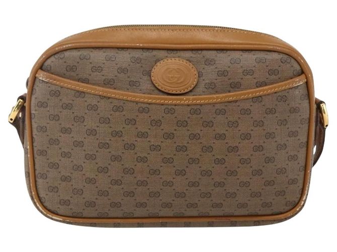 Gucci Borsa a spalla Micro GG Supreme in PVC Beige Oro Auth BA10809 D'oro - vista 13