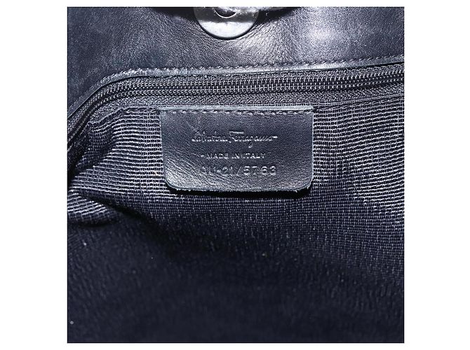 Salvatore Ferragamo Tote Bag aus schwarzem Canvas mit silberner Authentizität bs33236 - Ansicht 12