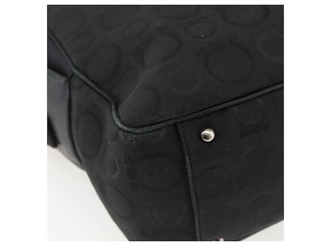 Salvatore Ferragamo Tote Bag aus schwarzem Canvas mit silberner Authentizität bs33236 - Ansicht 16