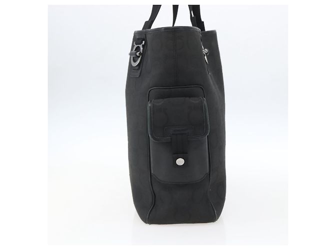 Salvatore Ferragamo Tote Bag aus schwarzem Canvas mit silberner Authentizität bs33236 - Ansicht 3