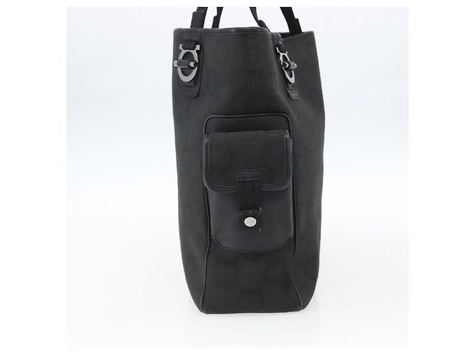Salvatore Ferragamo Tote Bag aus schwarzem Canvas mit silberner Authentizität bs33236 - Ansicht 4
