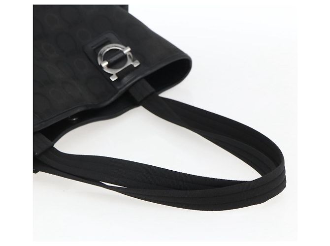 Salvatore Ferragamo Tote Bag aus schwarzem Canvas mit silberner Authentizität bs33236 - Ansicht 7