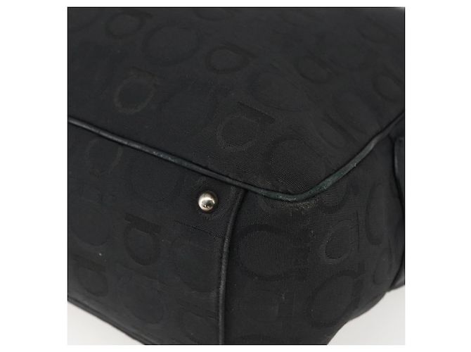 Salvatore Ferragamo Tote Bag aus schwarzem Canvas mit silberner Authentizität bs33236 - Ansicht 9