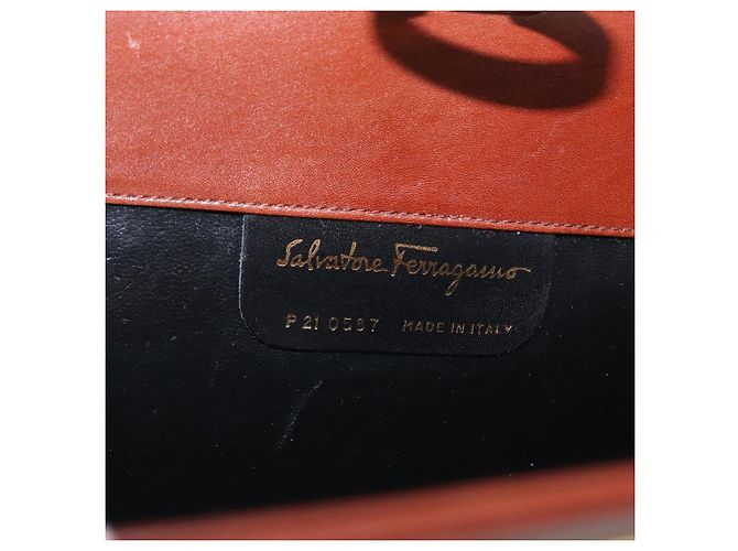 Borsa a spalla Gancini in pelle marrone e oro Auth BA10665 di Salvatore Ferragamo D'oro - vista 12