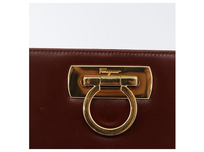 Borsa a spalla Gancini in pelle marrone e oro Auth BA10665 di Salvatore Ferragamo D'oro - vista 17