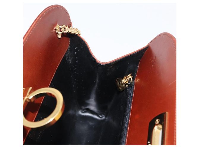 Borsa a spalla Gancini in pelle marrone e oro Auth BA10665 di Salvatore Ferragamo D'oro - vista 18