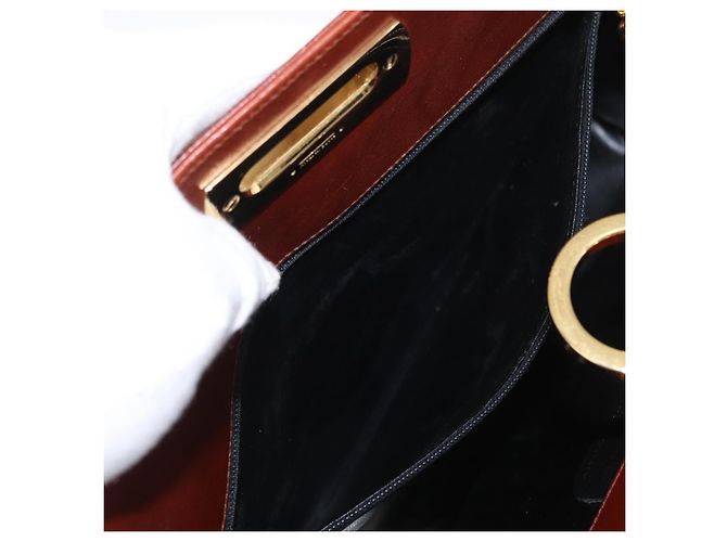 Borsa a spalla Gancini in pelle marrone e oro Auth BA10665 di Salvatore Ferragamo D'oro - vista 21