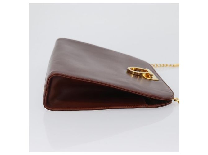 Borsa a spalla Gancini in pelle marrone e oro Auth BA10665 di Salvatore Ferragamo D'oro - vista 4