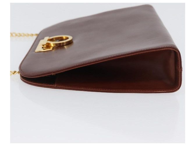 Borsa a spalla Gancini in pelle marrone e oro Auth BA10665 di Salvatore Ferragamo D'oro - vista 5
