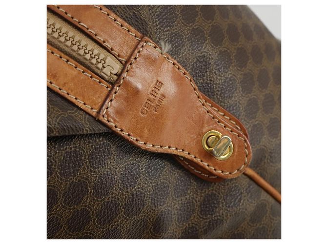 Céline Borsa Boston in tela Macadam CELINE in pelle PVC marrone oro Auth 170328 D'oro - vista 18