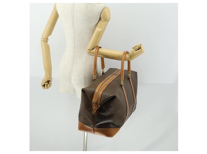 Céline Borsa Boston in tela Macadam CELINE in pelle PVC marrone oro Auth 170328 D'oro - vista 24