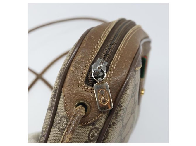 Borsa Sherry Line GG Supreme Web di GUCCI in PVC beige e oro 89 02 066 Auth bs33336 D'oro - vista 10