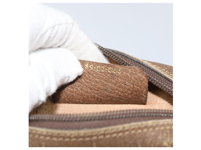 Borsa Sherry Line GG Supreme Web di GUCCI in PVC beige e oro 89 02 066 Auth bs33336 D'oro - vista 12