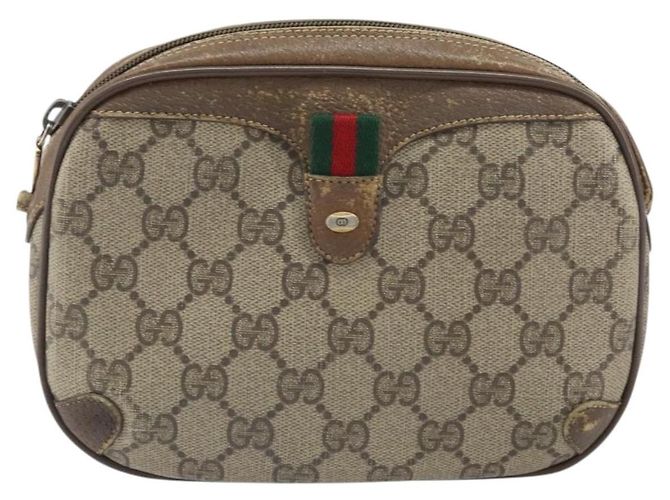 Borsa Sherry Line GG Supreme Web di GUCCI in PVC beige e oro 89 02 066 Auth bs33336 D'oro - vista 13