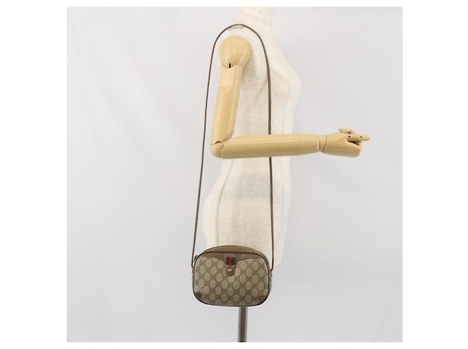 Borsa Sherry Line GG Supreme Web di GUCCI in PVC beige e oro 89 02 066 Auth bs33336 D'oro - vista 21