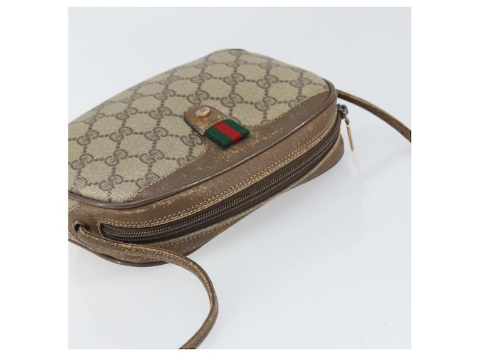 Borsa Sherry Line GG Supreme Web di GUCCI in PVC beige e oro 89 02 066 Auth bs33336 D'oro - vista 6