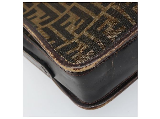 Sac à bandoulière en toile Zucca FENDI Noir Marron Auth ka2348 - vue 17