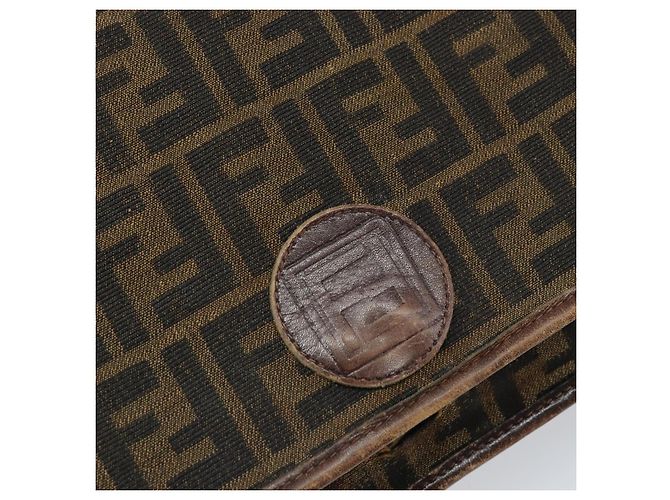 Sac à bandoulière en toile Zucca FENDI Noir Marron Auth ka2348 - vue 18