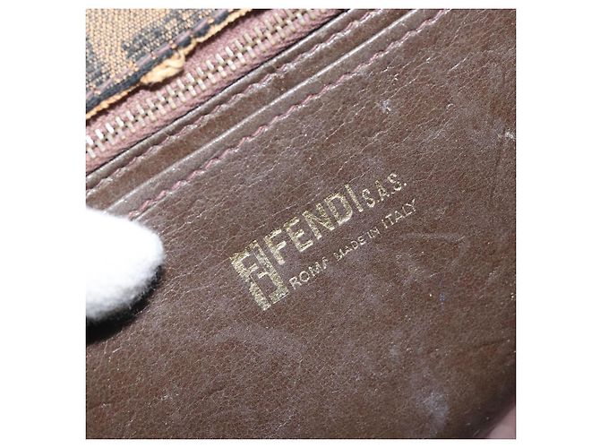 Sac à bandoulière en toile Zucca FENDI Noir Marron Auth ka2348 - vue 20
