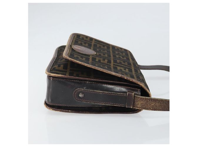 Sac à bandoulière en toile Zucca FENDI Noir Marron Auth ka2348 - vue 3