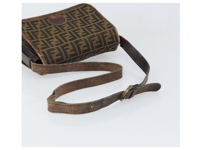 Sac à bandoulière en toile Zucca FENDI Noir Marron Auth ka2348 - vue 7