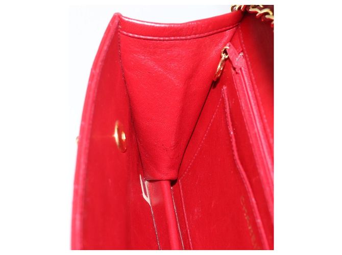 CHANEL Matelassé 23 Bolsa de Cadena Doble con Cierre de Cordero Rojo CC Auth 166468SAM Roja Dorado - vista 24