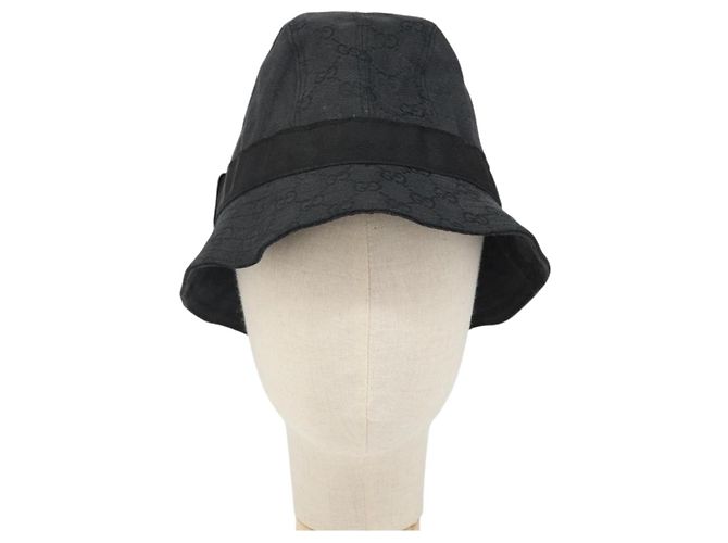 Gucci Cappello bucket GG Canvas Nero Auth hk3506 - vista 2