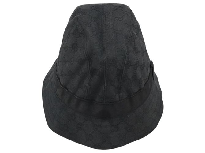 Gucci Cappello bucket GG Canvas Nero Auth hk3506 - vista 3