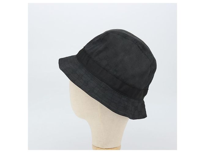 Gucci Cappello bucket GG Canvas Nero Auth hk3506 - vista 4