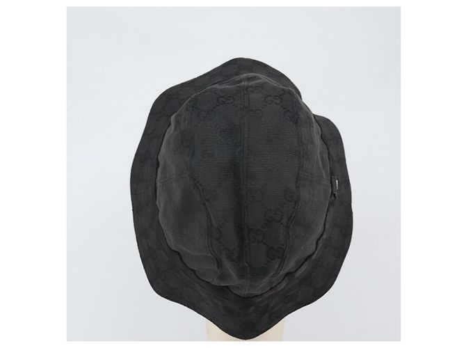 Gucci Cappello bucket GG Canvas Nero Auth hk3506 - vista 6