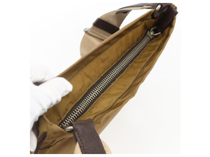 Borsa a Spalla PRADA in Nylon Beige Argento Autentica bs33257 - vista 6