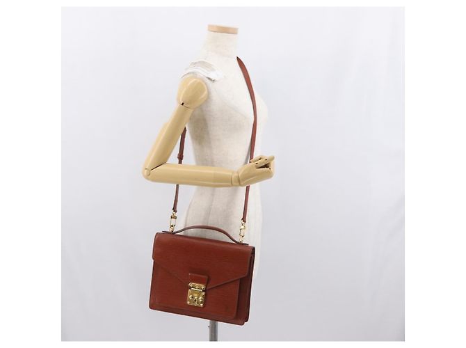 LOUIS VUITTON Borsa a Mano Epi Monceau 28 Marrone M52123 LV Auth 170765 - vista 26